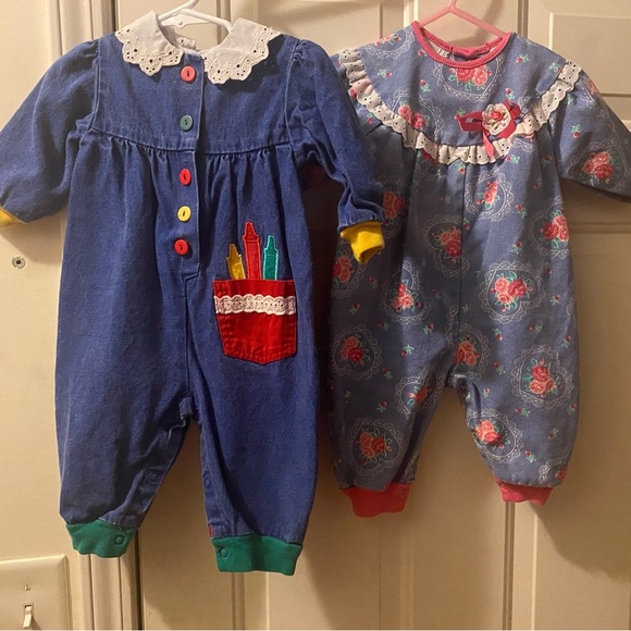 Bundle of 2 Vintage Healthtex Denim Rompers - Picture 1 of 16